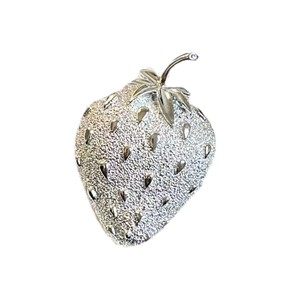 Sarah Coventry Signed Vintage Strawberry Silver Tone Brooch